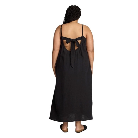 Sol Angeles Plus Size Black Gauze Maxi Dress 18-22 Flowy Summer Resort - Picture 3 of 14